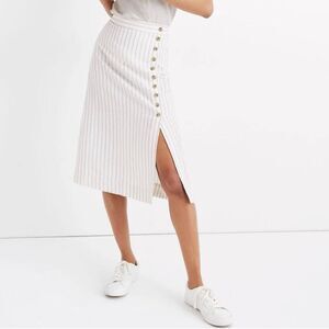 Madewell Side-Button Midi Skirt in Pinstripe 14 NWT